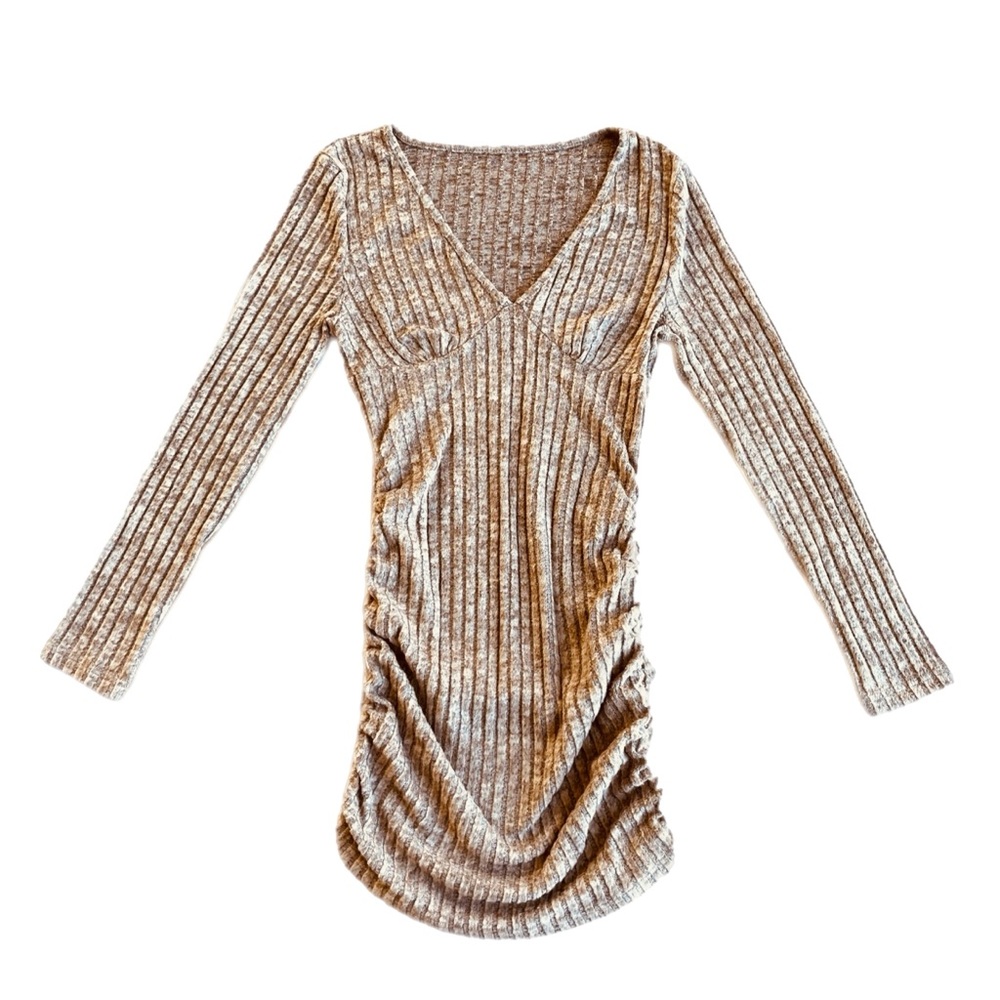✨SHEIN Hourglass Brown Long Sleeve Ribbed Dress✨
